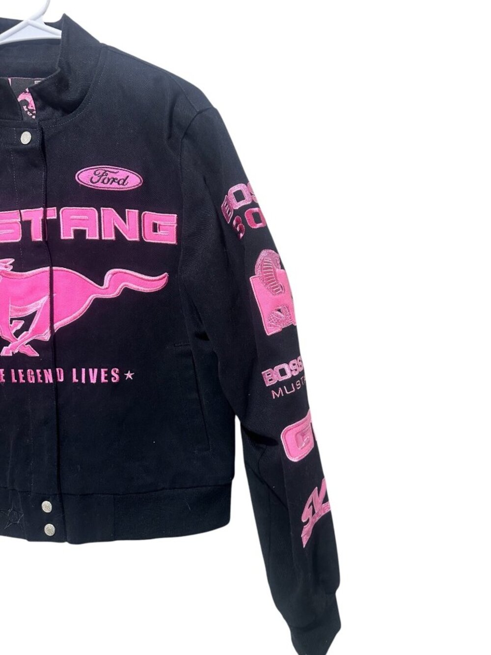 JH Design Ford Mustang Racing Jacket Womens Medium Embroidered Heavy Canvas Y2K - Picture 16 of 16